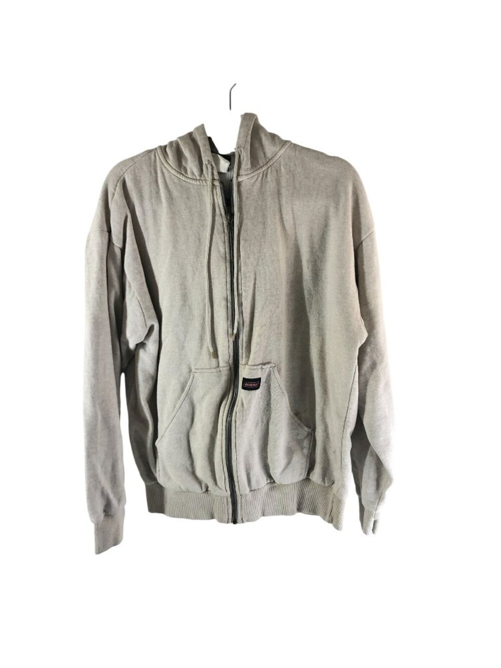 Dickies Mens Gray Zip-Up Hoodie Pockets Thermal Lined L?